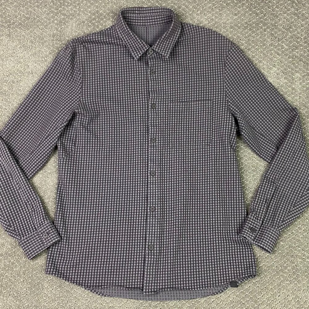 Lululemon Commission Shirt Men's Small Lunar Rock Black Granite Button Down